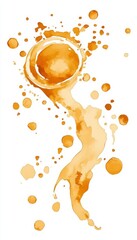 Vibrant Abstract Watercolor Stain Art with Orange Citrus Swirls and Colorful Splatters on Canvas