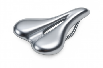 Modern and stylish metallic bicycle saddle isolated on a transparent background, perfect for cycling and sports-related projects