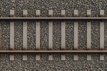 Overhead View of Railway Tracks with Gravel