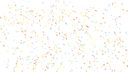 Festive confetti showers in vibrant colors against a clean white background, perfect for...