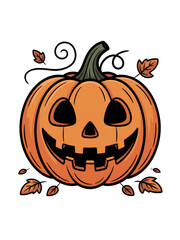 Halloween pumpkin illustration on transparent background. 