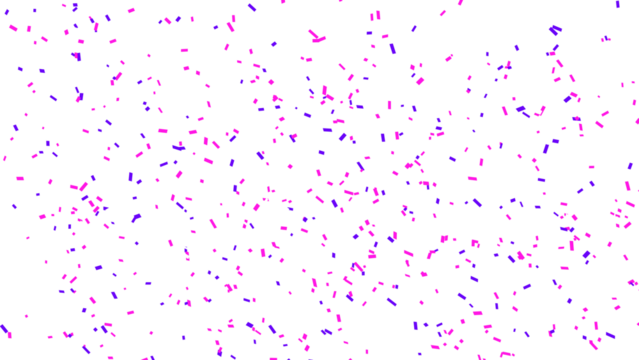 Festive confetti bursts in cheerful pink and purple against a clean white background, perfect for celebrations.