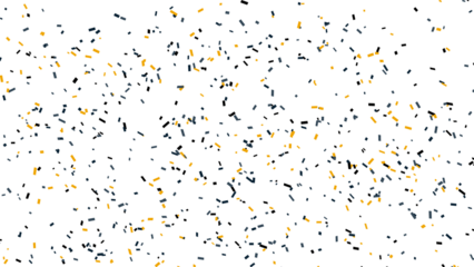 Festive gold and blue confetti scattered across a clean white background, celebrating a joyful event.