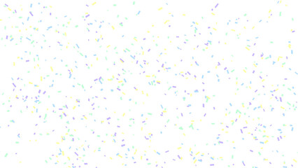 Delicate pastel confetti sprinkles on a bright white background, creating a festive and celebratory atmosphere.
