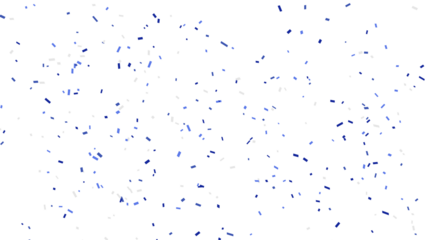 Light blue confetti scattered on a white background, creating a festive and celebratory feel.