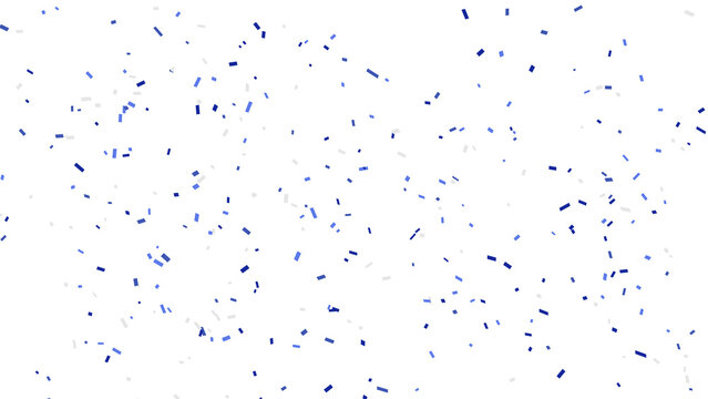 Light blue confetti scattered on a white background, creating a festive and celebratory feel.