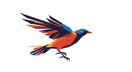 Obraz premium Colorful abstract bird flying in dynamic pose with geometric shapes 