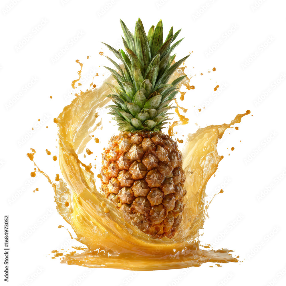 Aufkleber pineapple explosion of juice against a pure backdrop of isolated transparency and stark contrast
