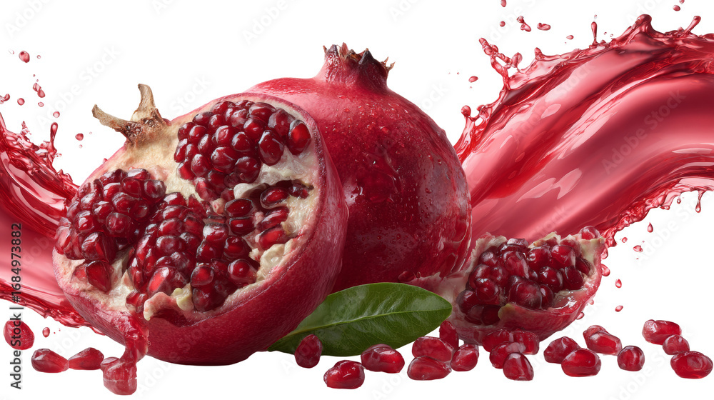 Aufkleber vibrant pomegranate composition with cascading juice on an isolated transparent setting
