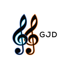 GJD Music Company logo. GJD Creative Treble Clef Icon and business. GJD best icon Entertainment Branding.
