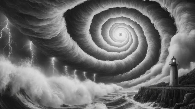 An abstract blue spiral wave design with a fractal pattern and a swirling texture