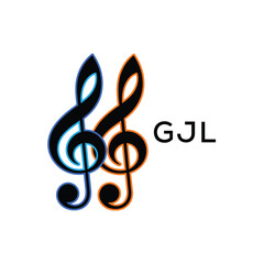Fototapeta premium GJL Music Company logo. GJL Creative Treble Clef Icon and business. GJL best icon Entertainment Branding. 