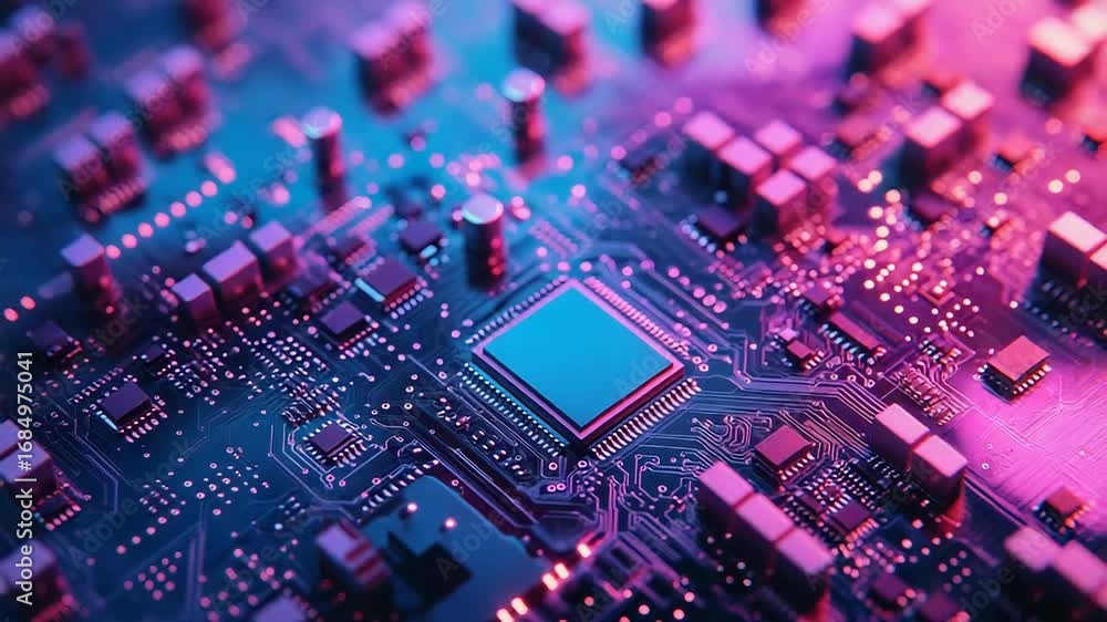 Poster close up of modern cpu on circuit board showing computing power