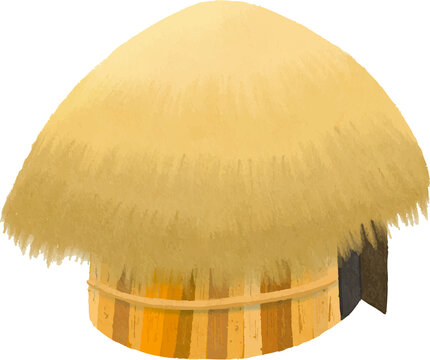 Traditional Papua house Honai hand drawn 