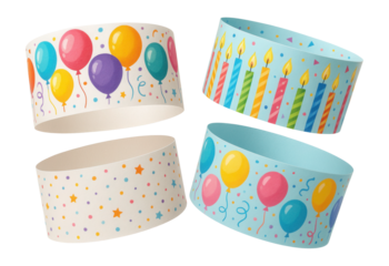 Decorative birthday themed cake wraps