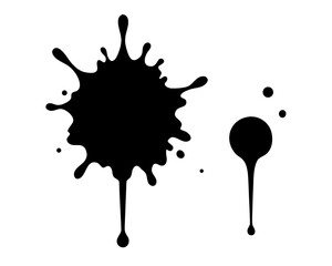 Black Ink Splashes & Splash black silhouette vector ,Splash icon