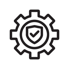 Gear with Shield and Checkmark Icon Security Settings Design