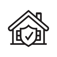 Obraz premium Home Protection Icon House with Shield and Check Mark Symbol