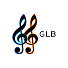 Fototapeta premium GLB Music Company logo. GLB Creative Treble Clef Icon and business. GLB best icon Entertainment Branding. 
