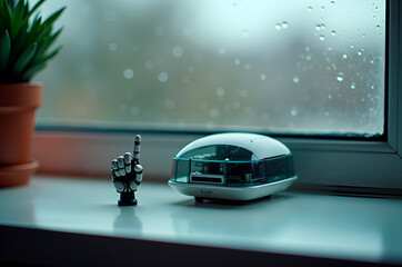 Robotic Hand Points at Retro Space Camper