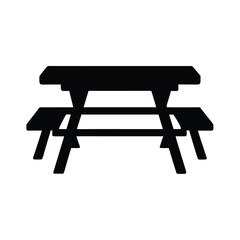 Simple Black Silhouette Picnic Table Bench Icon Graphic Design