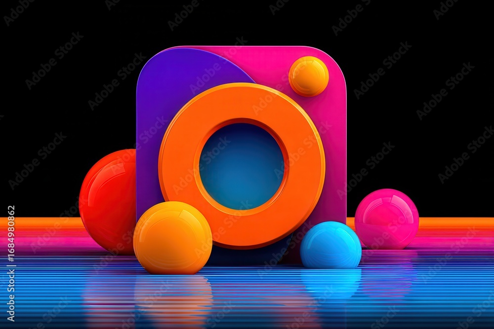 Poster vivid artistic icon with abstract shapes on a gradient background