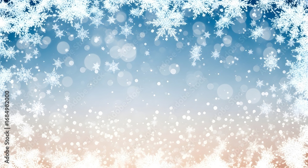 Aufkleber abstract winter background with falling snowflakes and bokeh lights, creating a magical and serene a