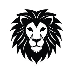 Majestic Lion Head Silhouette: Black and White Vector Graphic Illustration for Logo Design
