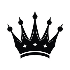 Black Crown Icon: Regal, Elegant, Monochrome Vector Graphic Design