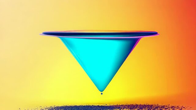 Colorful liquid splashing and forming an inverted cone shape