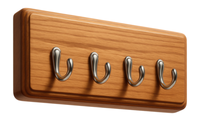 Wooden key rack with hooks