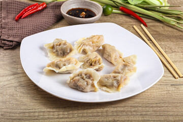 Asian steamed dumplings with meat