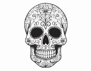 Skull human day of the dead sketch hand drawn in doodle style illustration