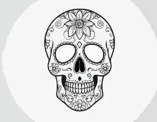 Skull human day of the dead sketch hand drawn in doodle style illustration