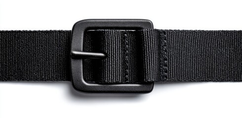 Black nylon belt with metal buckle