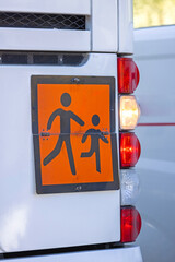 Orange Warning Sign Children at School Bus Transportation