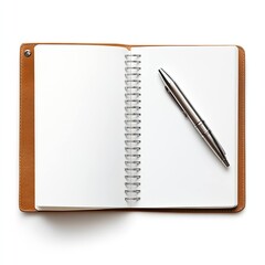 Creative workspace scene office blank notebook and pen minimalist environment top view productivity concept