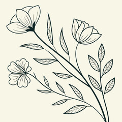 minimal botanical graphic sketch drawing vector template