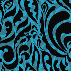 Ethnic background, seamless pattern, geometric and tribal-inspired, freehand drawing design, handmade textile.