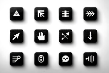 Black icons with white arrows and symbols image