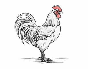 Rooster farm sketch hand drawn in doodle style Farming Vector