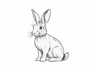 Cute rabbit hand drawn sketch.Vector illustration.