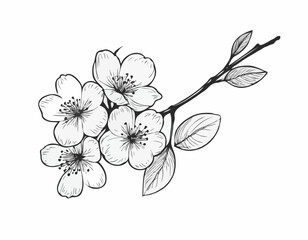 Cherry blossom sketch hand drawn in doodle style illustration