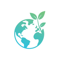 Earth and Plant Icon , Eco-Friendly Growth Symbol