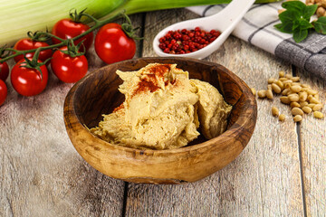 Natural chickpea hummus with paprika