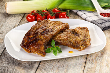 Tasty roasted pork ribs with spices