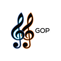 Fototapeta premium GOP Music Company logo. GOP Creative Treble Clef Icon and business. GOP best icon Entertainment Branding. 