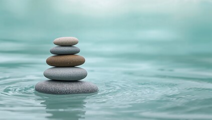 A stack of rocks is floating on top of the water