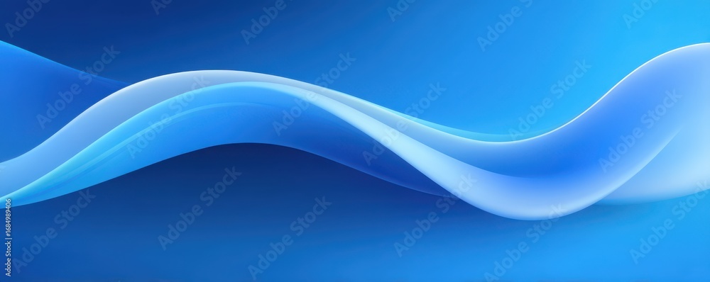 Poster abstract flowing blue wave on a minimalistic gradient background