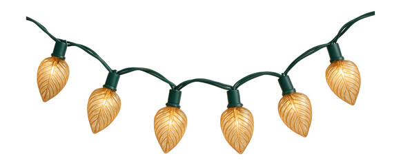 String of palm leaf-shaped bulbs with green wire
